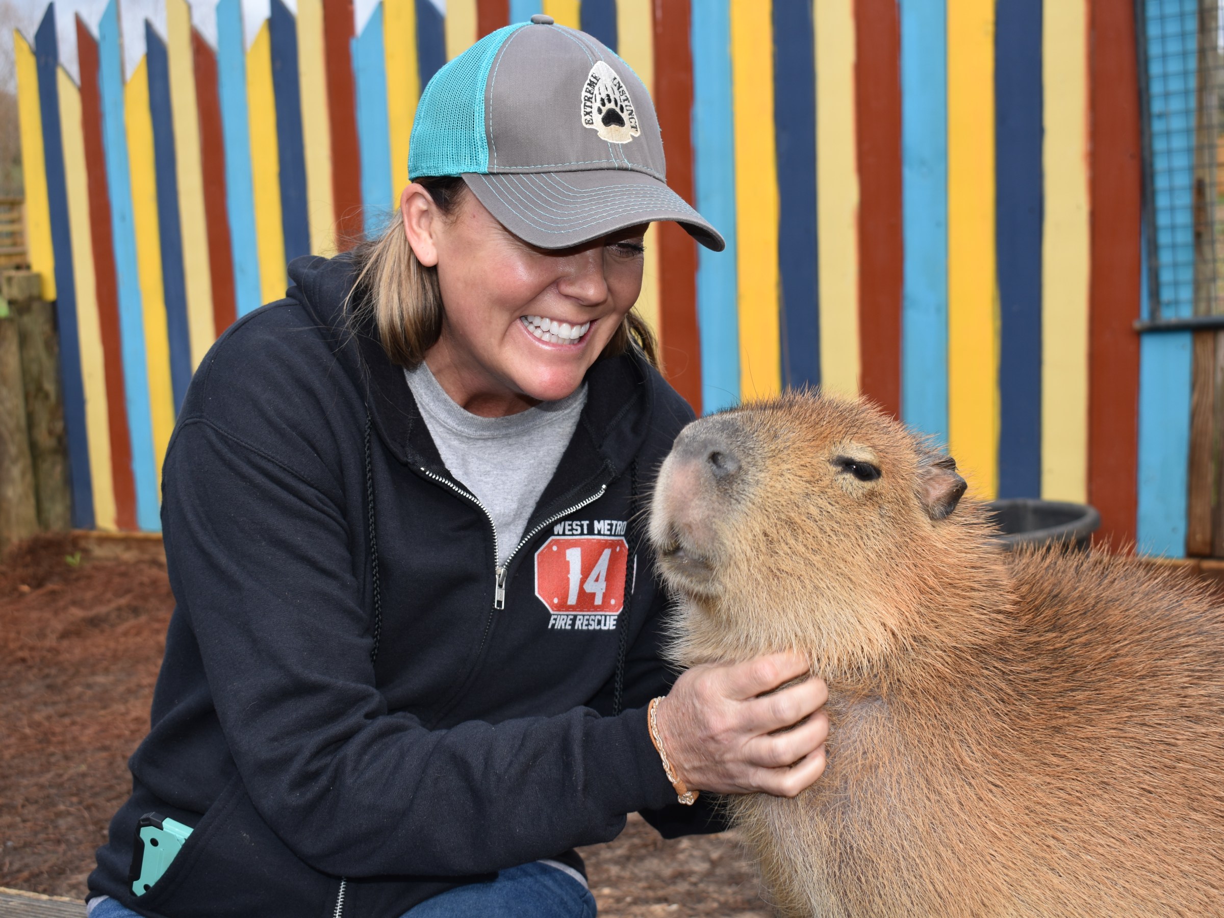 woman with capybara